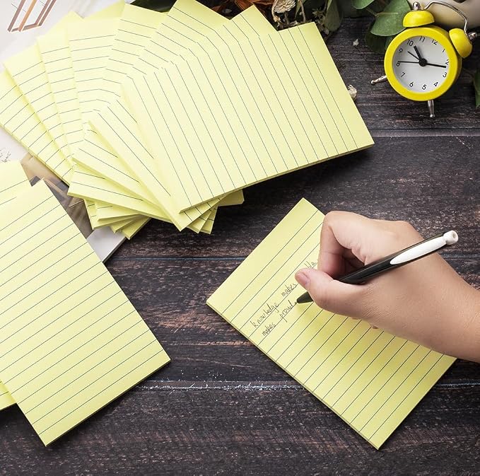 (12 Pack) Lined Sticky Notes 4x6 in,Yellow Large Notepads with Lines,Ruled Stickies Super Sticking Power,Office School Memo Note Pads,Post on Windows Doors,Recyclable,Easy to Write on,Hold Well
