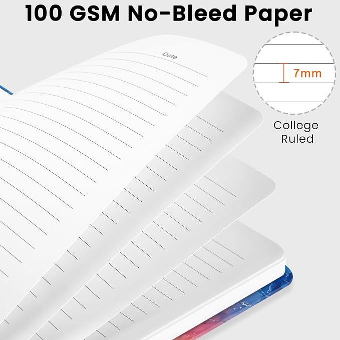 CICPAP Lined Spiral Journal Notebook, A5 College Ruled Notebook for Journaling, Note-Taking, and Daily Planning, Durable Hardcover with an Elegant Design, Marble