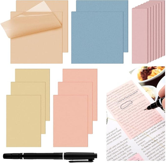 900 Pcs Transparent Sticky Notes Bulk Pastel See Through Sticky Notes Clear Books Annotation Tabs Self Adhesive Waterproof Translucent Back to School Bible Accessories Office Supply(Cute Color)