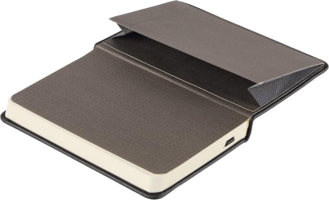 Classic Leather Notebook, Hardcover, Midnight Black, Pocket (3.8" x 5.7"), 240 Pages, Inspire Collection