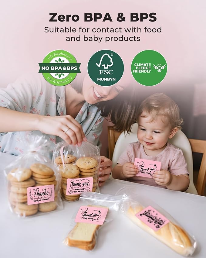 MUNBYN 3x2 Thermal Labels, 500 Sheets/1 Roll, Pink | Strong Adhesive & Perforated, Non BPA&BPS for Small Business, Shipping, Bakery, Barcode, Price Tag