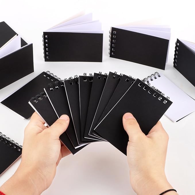 Mini Spiral Notebooks Bulk Black Pocket Notebooks Small Pocket Notepads Memo Pads for Kids Note Taking, Writing, Students Classroom, Home, Office, Travel