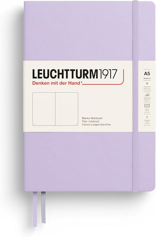 LEUCHTTURM1917 - Notebook Hardcover Medium A5-251 Numbered Pages for Writing and Journaling (Lilac, Plain)