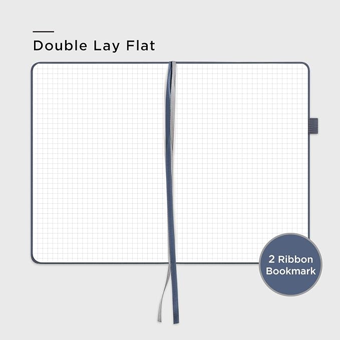 &And Per Se Graph Notebook, 5mm Grid, A5 Hardcover, 160 Pages 100gsm Thick Paper, Grid Journal for Diagrams, Wireframes, CAD Sketches (Dark Blue)