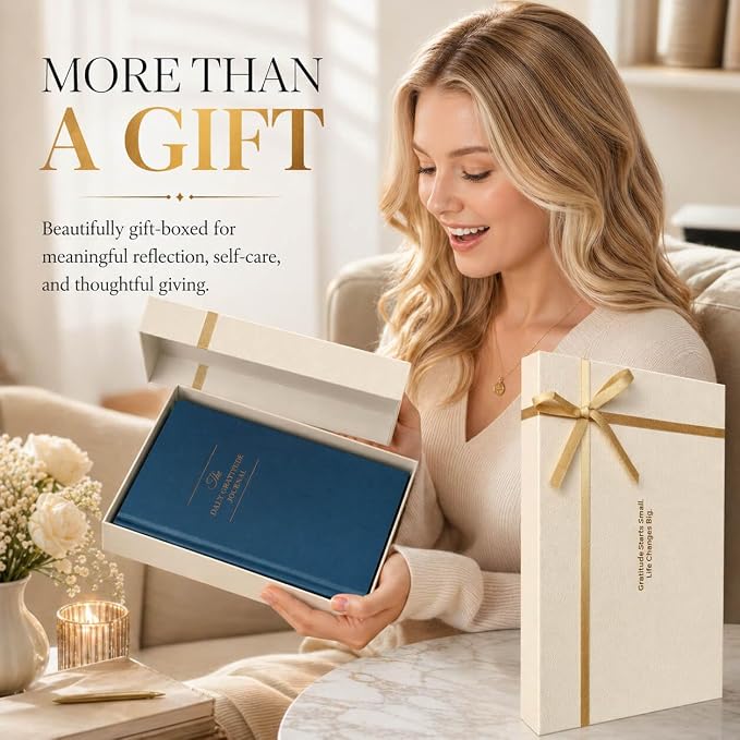The Daily Gratitude Journal 2026 – Guided Gratitude Practice for Women & Men, 2 Fresh Prompts Every Day, Mindfulness, Happiness & Daily Reflection, Undated Affirmation Journal with Gift Box