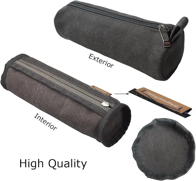 Heavy Canvas Stationery Stylish Simple Pencil Bag and Durable Compact Zipper Pencil Case Pouch 1 Pack Gray