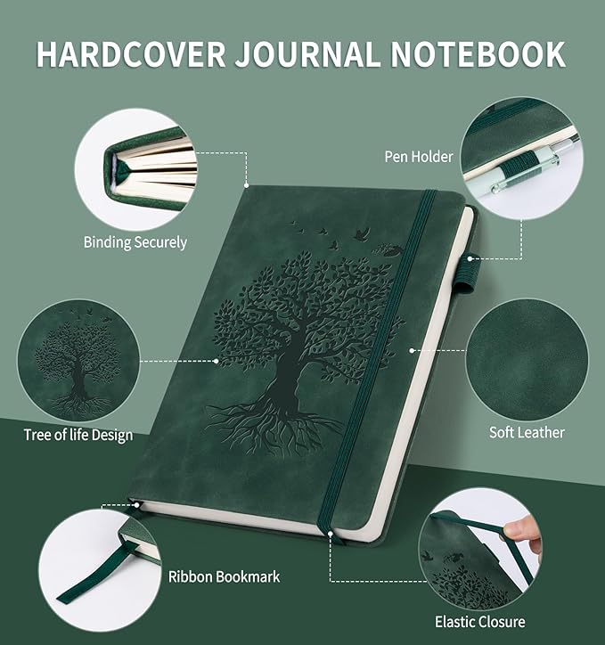 6 Pack Lined Journal Notebook for Women Men, A5 Hardcover Leather Journals for Writing, 200 Pages Thick Paper, Daily Journal Notebook for Work, School, Note Taking, Business, Travel, College Ruled