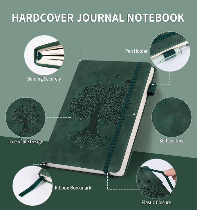 Lined Journal Notebook for Women Men, A4 Hardcover Leather Journals for Writing, 200 Pages Thick Paper, Daily Journal Notebook for Work, School, Note Taking, Business, Travel, College Ruled