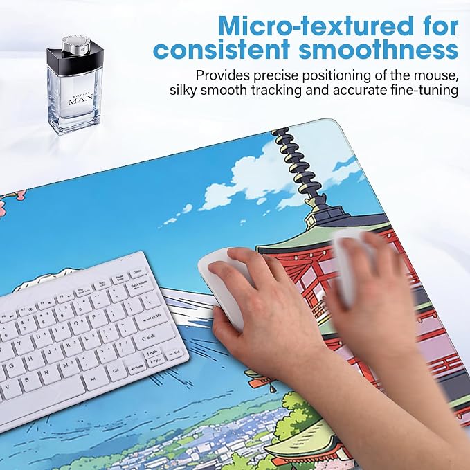 Waterproof Desk Mat 31.5x15.7 Inch - Extra Large Mouse Pad Covers Full Desk, Non Slip Rubber Backing, Easy to Clean, Building