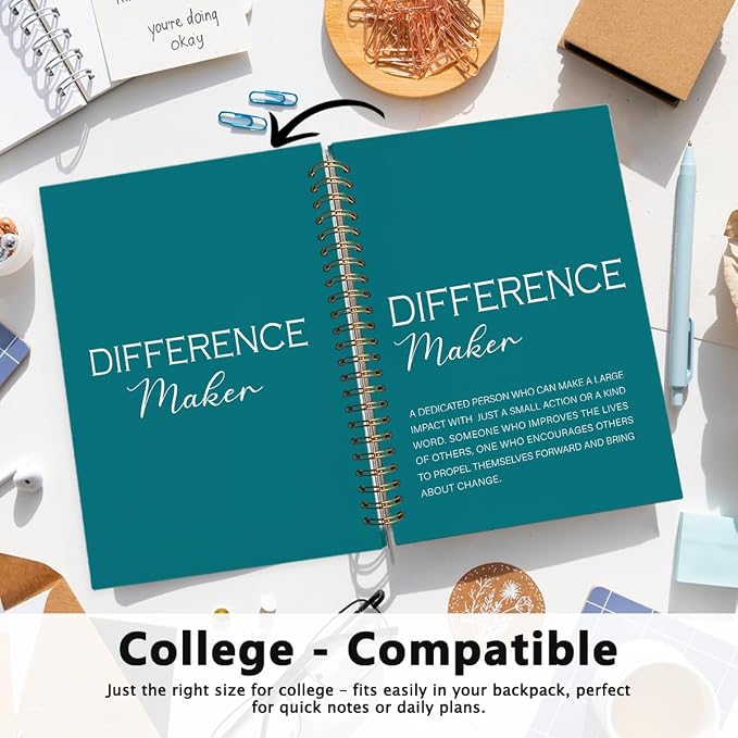 Difference Maker Gift, Difference Maker Definition Spiral Notebook Journal, Motivational Notebooks, Thank You Gifts for Women Men Teacher Coworkers, Spiral Notebook 5.5x8.3(Turquoise)