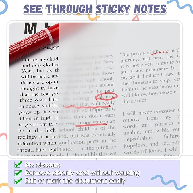 Gueevin 100 Sheets 5.5 x 8 Inch Transparent Sticky Notes, Extra Large Clear Self Sticky Notes, 2 Pads Waterproof Jumbo Translucent Paper, Office Supply(Blank Style)