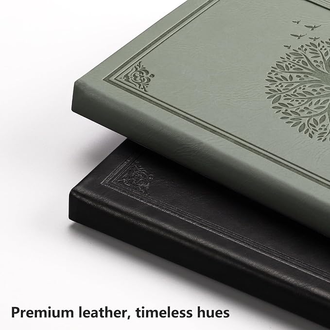 AHGXG Blank Journal Notebook, 192 Pages, A5 Medium Size (5.7'' x 8.3'') | Leather Hardcover, 100 GSM Thick Paper, for Sketching, Drawing, Painting (Light Green)