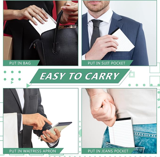 10 Pads Legal Pads 4x6 Inch Lined Ruled Perforated Writing Pad Small Notepads for Grocery List Shopping List To-Do List Narrow Rule Pad (30-Sheet/Pads) College Ruled Memo Pad Scratch Pad Lined Note