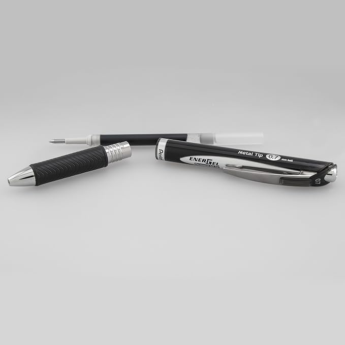 Pentel EnerGel PRO Permanent Gel Pen, (0.7mm), Medium Line, Archival and Water-Proof, Black Ink, Pack of 2 (BLP77BP2A)