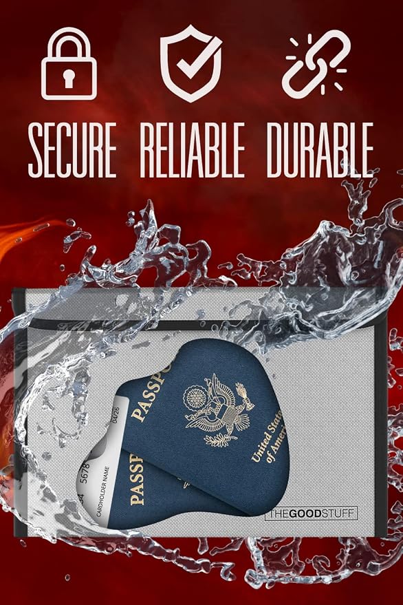 Fireproof Cash Envelope - Fast, Compact Protection for Valuables | 8 x 5 Inch, 2000°F Rated - Zippered Water-Resistant Pouch Keeps Cash, Passports, Jewellery and Small Documents Together