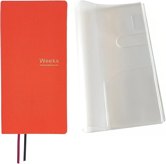 Undated Weekly Planner Notebook Pocket Organizer Appointment Book Journal Notebook A6 Week Plan Notepad (Orange with cover)