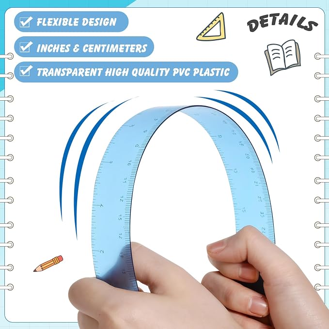 120 Pcs Clear Plastic Ruler Bulk 12'' Colorful Ruler for Classroom with Inch Centimeter for Teacher Student Back School Office Supplies Tool Operation Measuring Drawing(Ocean Colors)