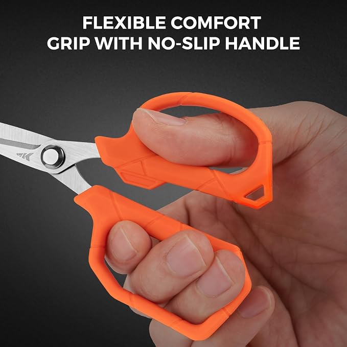 KastKing Paradox 4.5-Inch Fishing Scissors | Stainless Steel Precision Fishing Line Cutters With Non-Slip Grip, Protective Sheath, Neck Lanyard, Scissors for Braided Line