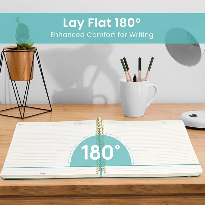 Taja Spiral Lined Notebook, 8.5"x11" Notebooks for Work, Large A4 Journal for Women & Men, College Ruled Journaling Notebook for Writing, Plastic Cover Spiral Journal, Aquamarine