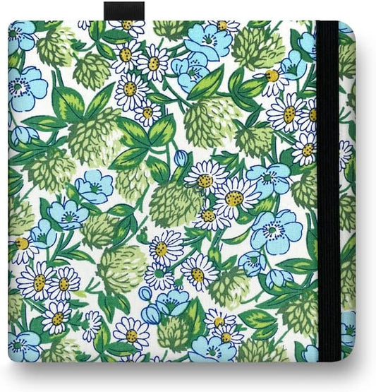 5x5 Handy Portable Handmade Cloth Fabric Hardcover Sewing Binding Travel Watercolor Sketchbooks Watercolor Paper 140LB/300gsm 20Sheets/40Pages Journal Mixed Media Pad Notebook Green Chrysanthemum