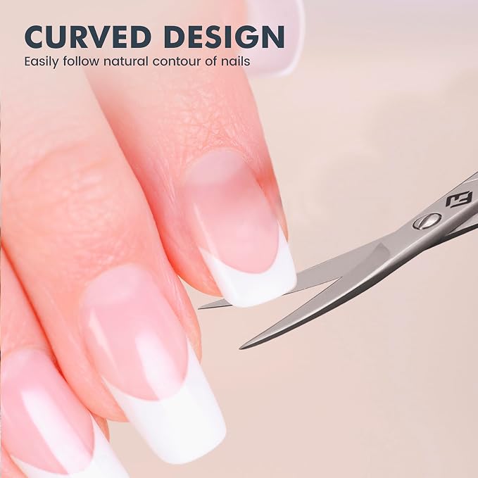 Curved Nail Scissors for Women & Men – German Quality Stainless Steel – Small Manicure Pedicure Scissors for Fingernail, Toe Nail, Eyebrows & Mustache