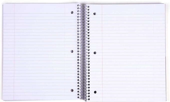 Mintra Office Durable Spiral Notebooks, 5 Subject (White, Wide Ruled 1pk)