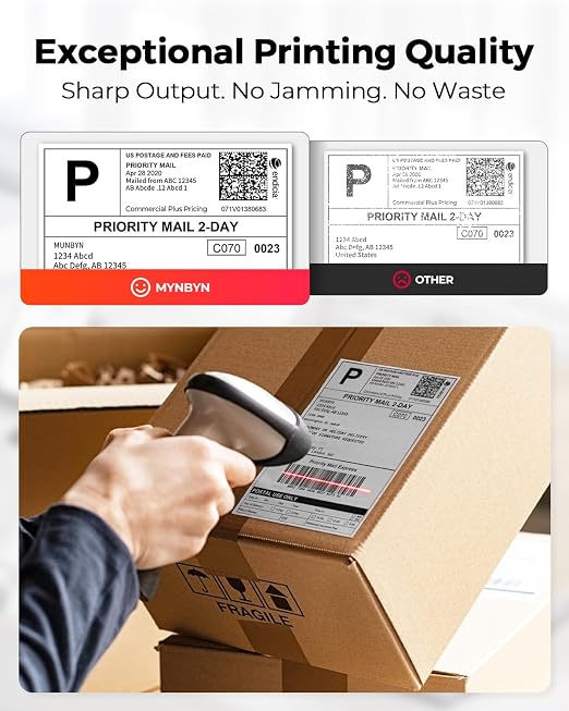 MUNBYN Thermal Shipping Labels, 4x6 Labels for Printer, 500 Sheets/1 Roll | Commercial Grade, No BPA and BPS, Print Clear and Sharp, Strong Adhesive, Compatible with Most Thermal Printers