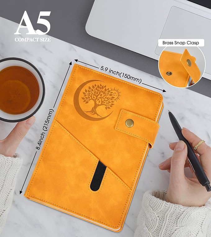 PAIBAS Lined Journal Notebook for Men, A5 Leather Journals for Writing Women, Hardcover Notebooks for Work,School,Note Taking,Travel,Business,Personal daily Diary,200 Page College Ruled (5.9" x 8.4")