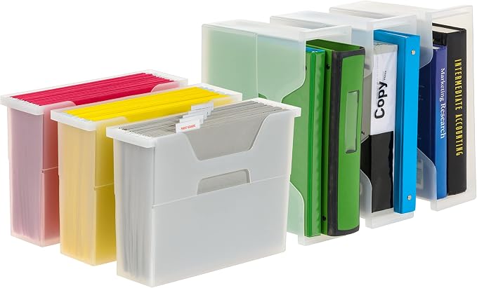 IRIS USA 6-Pack Small Desktop File Box with Open Lid, Clear | Organize paperwork, mail, magazines, and office supplies with portable storage for desks, classrooms, and home workspaces