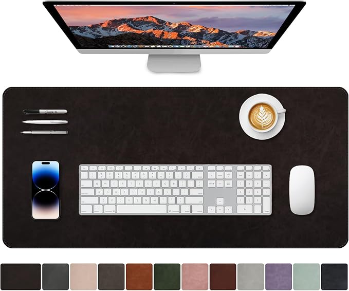 CHEERYGOO Leather Desk Pad Protector, Mouse Pad, Office Desk Mat, Non-Slip PU Leather Desk Blotter, Laptop Desk Pad, Waterproof Desk Writing Pad for Office and Home 31.5"x 15.7" L Black