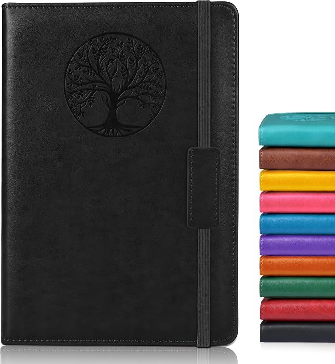 Biuwory A5 Leather Journal Notebook, 140 Lined Pages, Hardcover 5.7"×8.3" | Vintage Journal for Women Men,Work,School,Business,Travel Diary,Note taking,College Ruled Writing,Daily Journaling Notebook