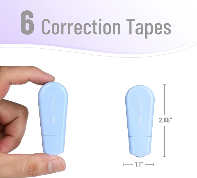 Mr. Pen- Aesthetic Correction Tape, 0.2" x 197", 6 pcs, Pastel Colors | Cute Correction Tape