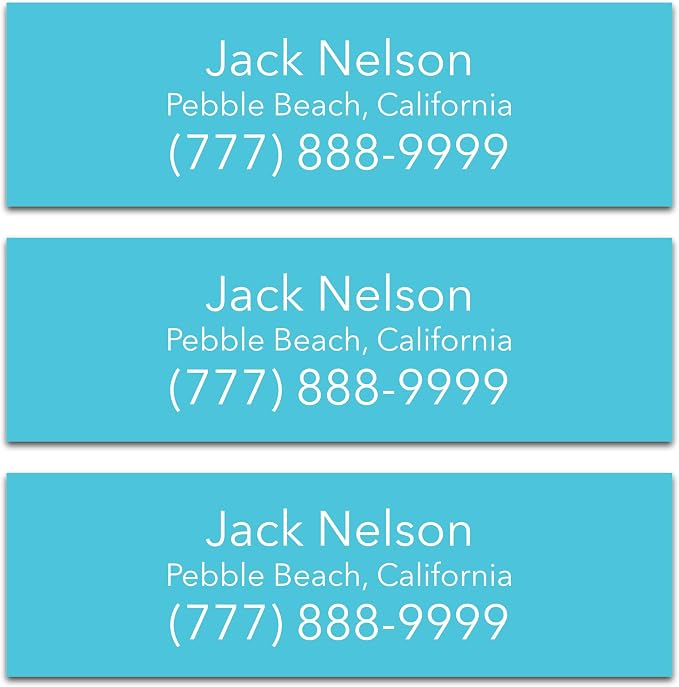 Personalized Golf Club Name Labels (30 Labels) - Custom Waterproof Name Stickers for Golf Clubs (Light Blue with White Text)