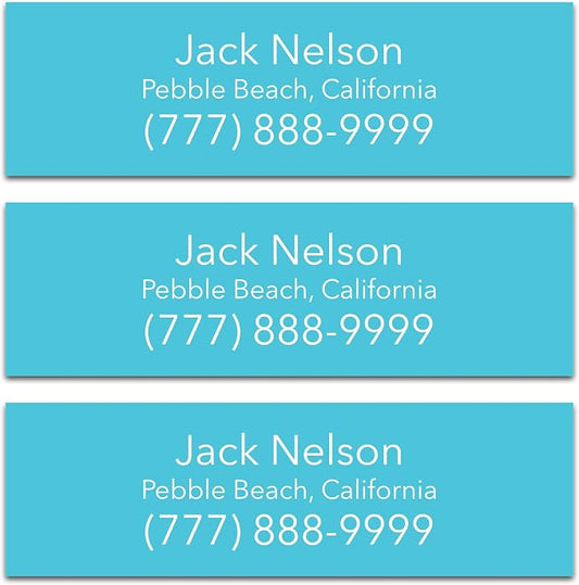 Personalized Golf Club Name Labels (30 Labels) - Custom Waterproof Name Stickers for Golf Clubs (Light Blue with White Text)