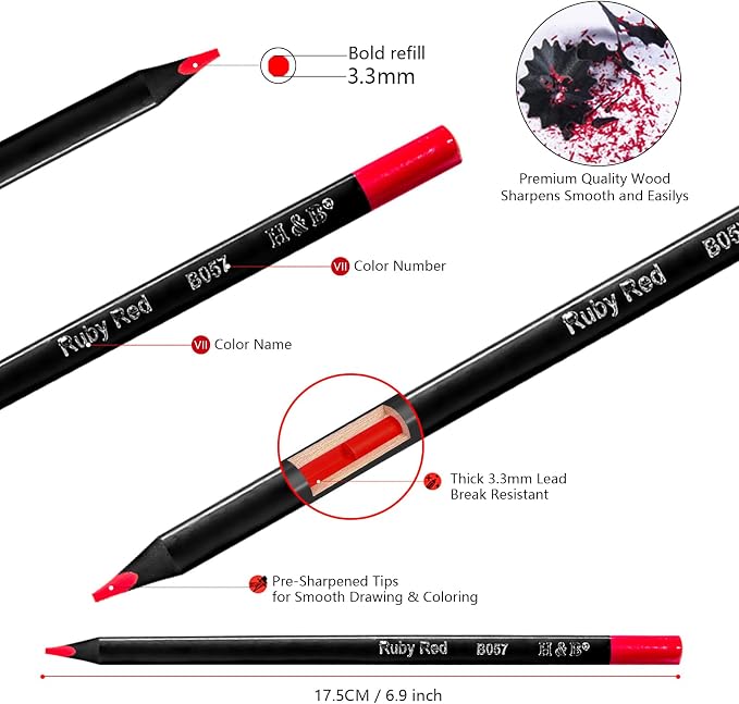 H & B 72-Color Oil-Based Colored Pencils Set with Tin Case – Triangular Grip, Vibrant Soft Core, Black Paper Swatch Sheet & Mandala Stencils for Adults, Beginners & Artists