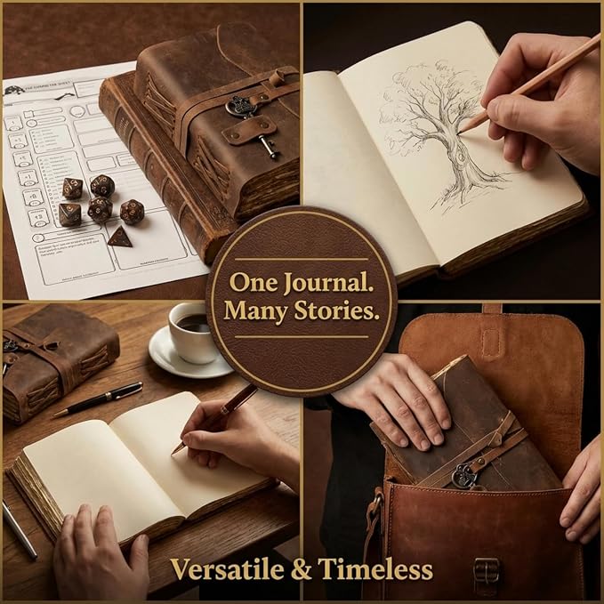 cuero Vintage Leather Journal - Handmade Refillable Leather Bound Notebook with Deckle Edge Paper, Antique Travel Diary, Writing Journal for Men & Women - Vintage Notebook Binder (8 by 6 inch)