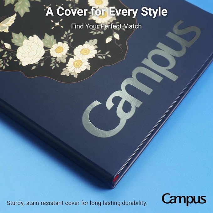 KOKUYO Lined Journal Notebook, A5 Hardcover Notebook for Women in 8mm Ruled, 100 Sheets Travel Journal in 5.5'' x 8'', Journaling, Writing, Work & Office, 70 GSM Japanese Smooth Paper, Navy