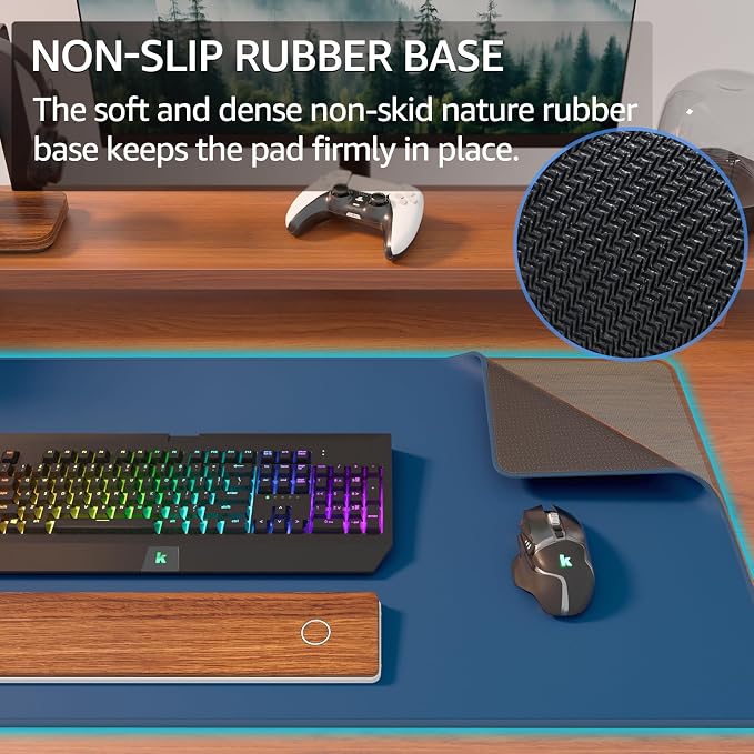 KTRIO Large Gaming Mouse Pad, Desk Mat, 31.5 x 15.7 in, Navy Blue, XXL | Smooth Micro-Weave Surface, Artistic Pattern Design, Non-Slip Rubber Base, Durable Stitched Edges, Office & Home Use