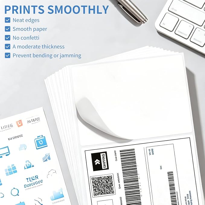 Round Corner Half Sheet Shipping Labels,2 Per Page Self Adhesive Mailing Labels,White Blank 8.5" x 5.5" Sticker Paper for Laser & Inkjet Printers (50 Labels)
