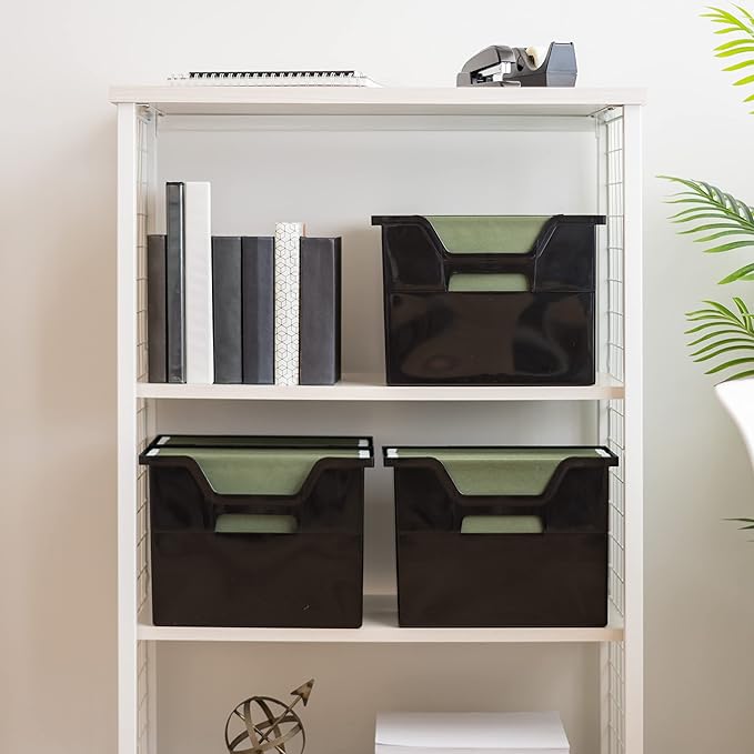 IRIS USA 6-Pack Medium Desktop File Box with Open Lid, Black | Organize paperwork, mail, magazines, and office supplies with portable storage for desks, classrooms, and home workspaces