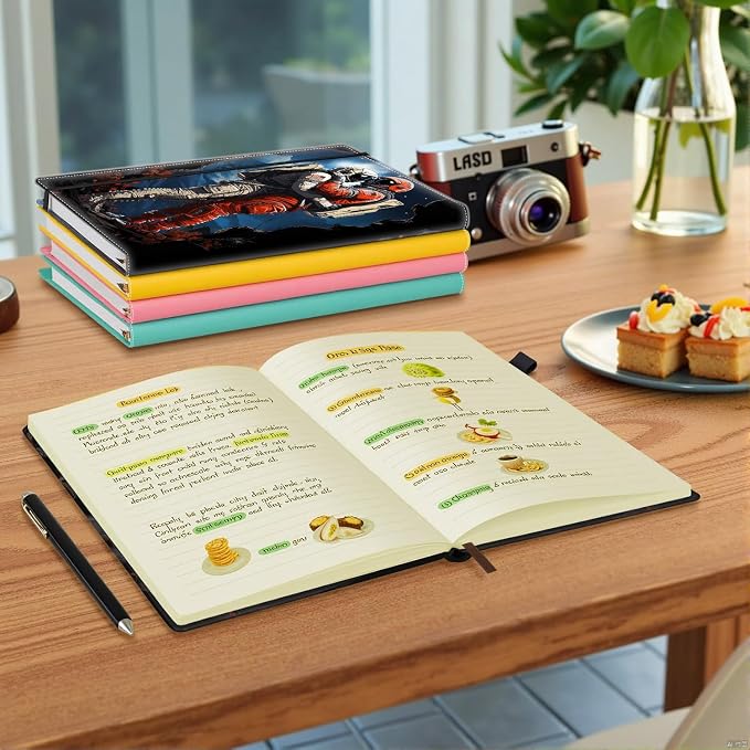 Hardcover Executive Notebooks, A5 PU Leather Lined Journal Notebook, 200 Pages Thick Paper Subject Notebooks for School,Work,Home Writing Business Notebook, Diary Book ， Astronaut