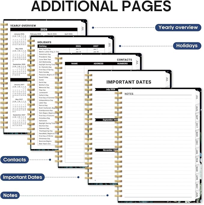 Planner 2026-2027, Academic Year Monthly and Weekly Calendar Planner, Jul 2026 - Jun 2027, Hardcover Teacher Student Planning Agenda book with Tabs, Perfect for School Office Supplies, 6.3" x 8.5" - Celestial