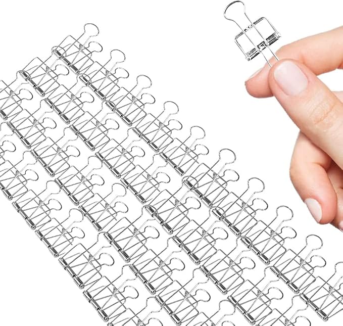 Small Binder Clips, 36 Pack, 3/4 Inch, Standard 19mm, Hollow Out Silver, Capacity 0.31 Inch, Fold Clamp, Wire Clip, Paper Clips, Office Clips, School & Home Use