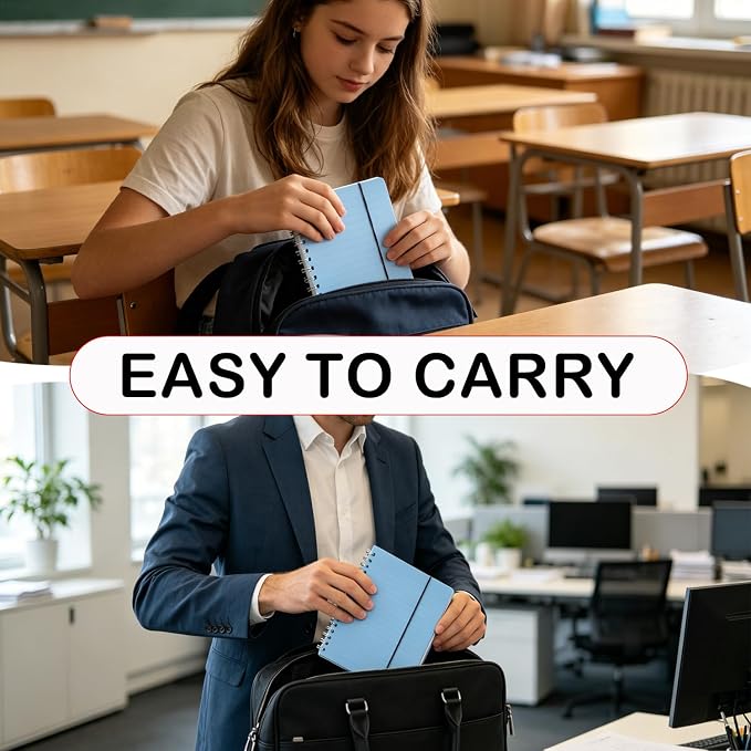 PAIKIUU 4 Pack Spiral Notebooks 5 x 7 in College Ruled, Mini Spiral Notebook, Waterproof 80 Sheets/160 Pages, Pocket Notebook with 120 Pcs Sticky Index Tabs for Home Office College School