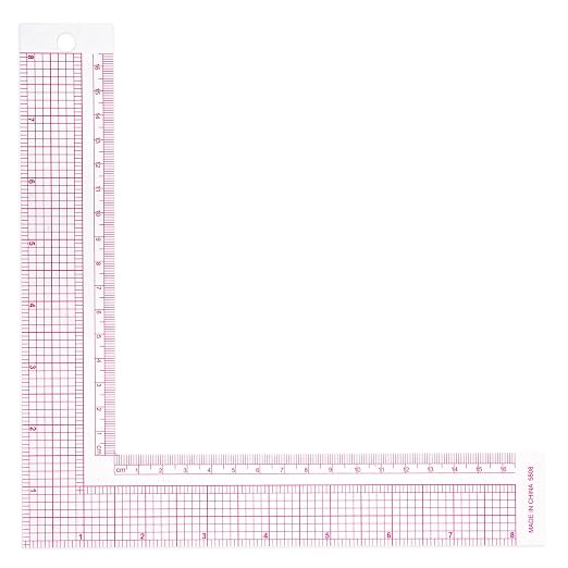 Plastic L-Square Ruler, 1 PCS 90 Degree Measure Tailor Ruler Clear Square Framing Fabric Sewing Measuring Supplies for Pattern Making