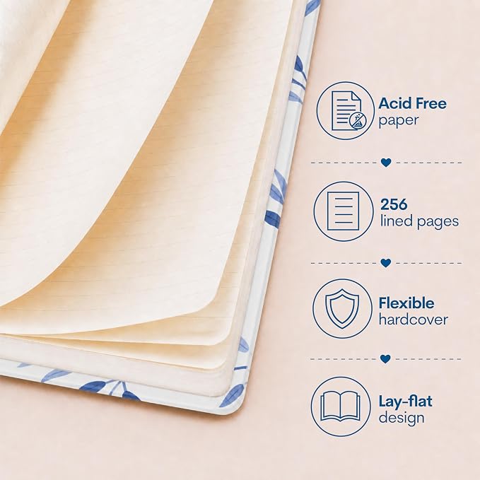 WORLD TRAVELER Eccolo A5 Hardbound Journal Notebook 256 Ivory Lined Pages | Sturdy Flexible Hardcover, 80GSM Acid-Free Ivory Pages, Smyth-Sewn Lay-Flat Binding, Ribbon Bookmark