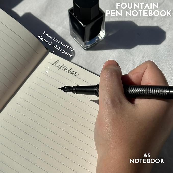 SETTINI® Hardcover Lined Journal Notebook A5 120 GSM Lay-Flat, Mocha Brown | lay-flat binding, 120 GSM thick paper, A5, lined, ribbon bookmark, elastic closure, for men