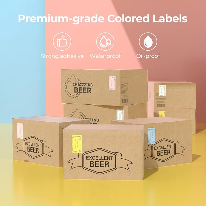 MUNBYN 2.25x1.25 Thermal Labels, 4000 Sheets/4 Roll,4 Color | White, Blue, Pink, Yellow, Strong Adhesive, Non BPA&BPS for Small Business, Shipping,Mailing, Bakery, Price Tag