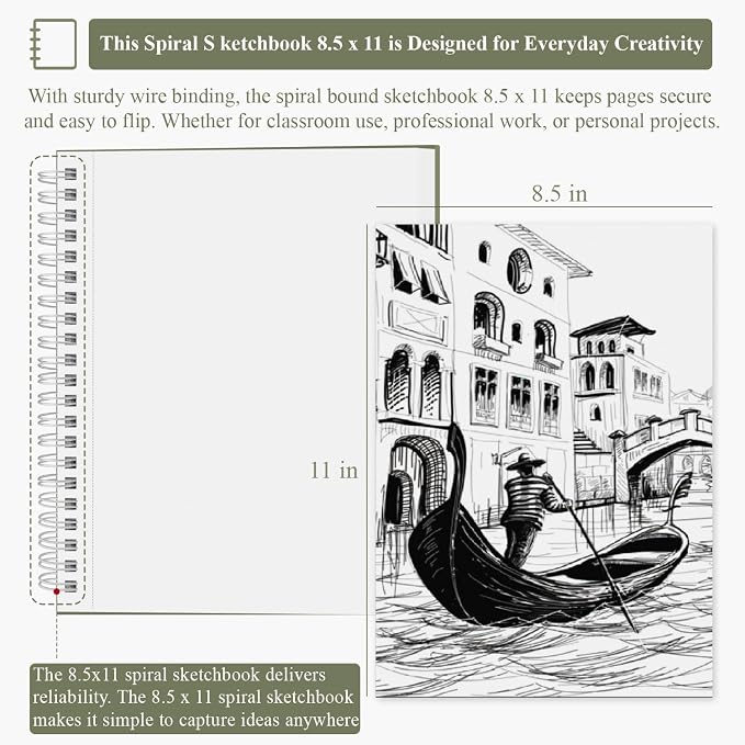 Sketch Book 8.5"x11", Spiral Sketchbook Pack of 2, SuFly 200 Sheets (68 lb/100gsm) Acid Free Sketch Pads for Drawing for Adults Spiral Bound with Hard Cover for Kids & Adults, 100 Sheets Each