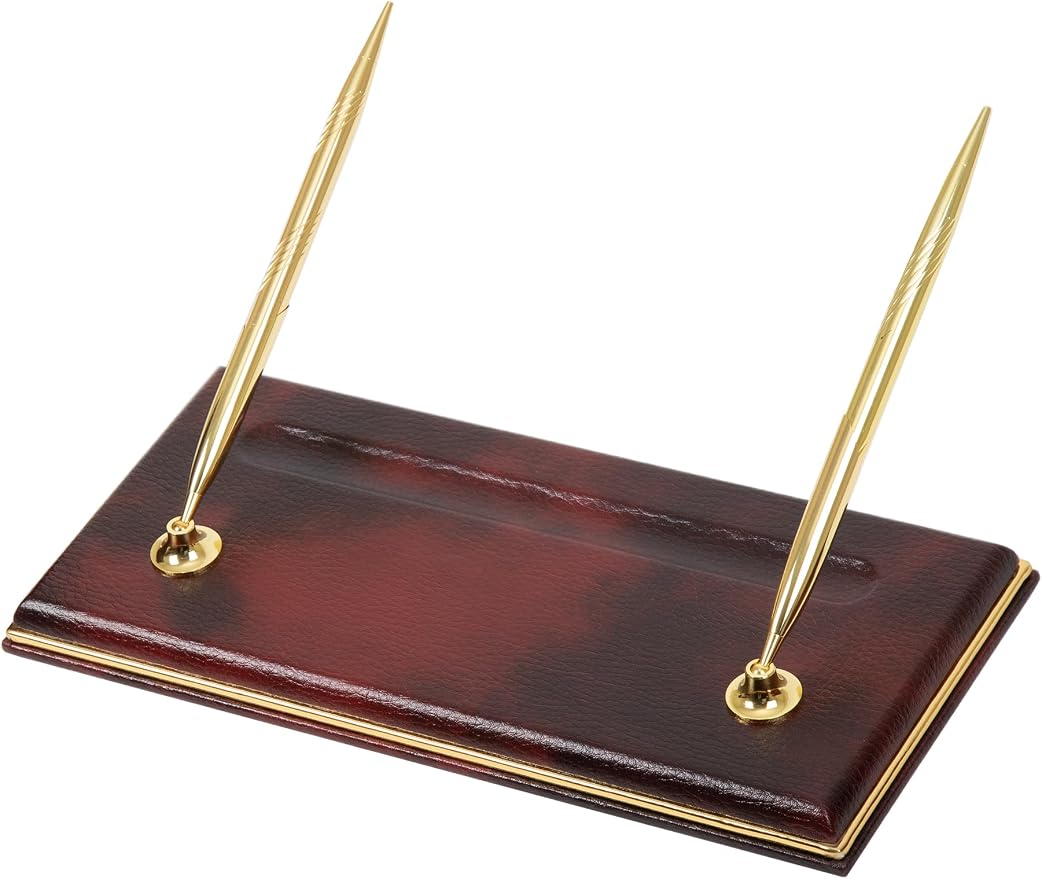 Cloud Luxury Leather Desk Set – 10 Piece Executive Desk Organizer with Desk Pad, Double Document Tray, Pen Holder, Memo Holder, Business Card Holder & Phone Stand – Gold Office Accessories (Burgundy)